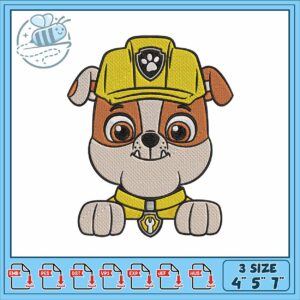 Rubble dog patrol face embroidery