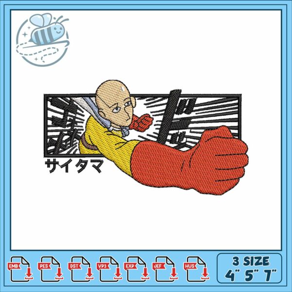 Saitama punch eye embroidery, saitama one punch​​ embroidery