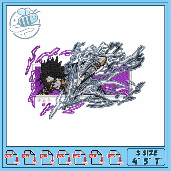 Sasuke chidori art embroidery, sasuke uchiha chidori​​ embroidery