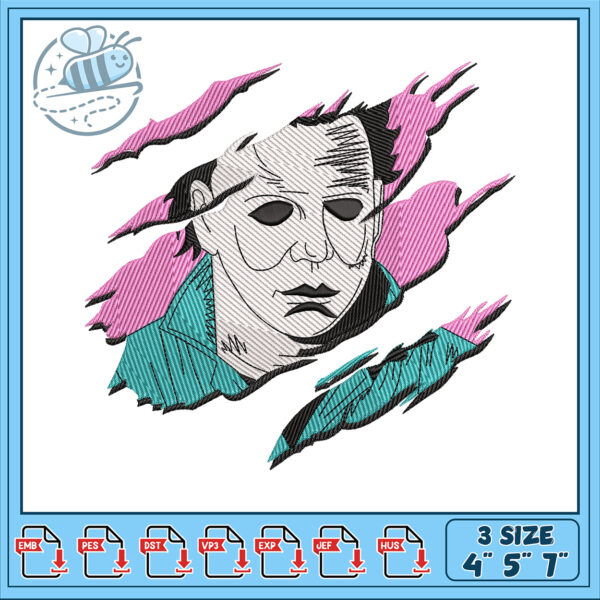 Scary Horror Face Embroidery Design for All Sizes