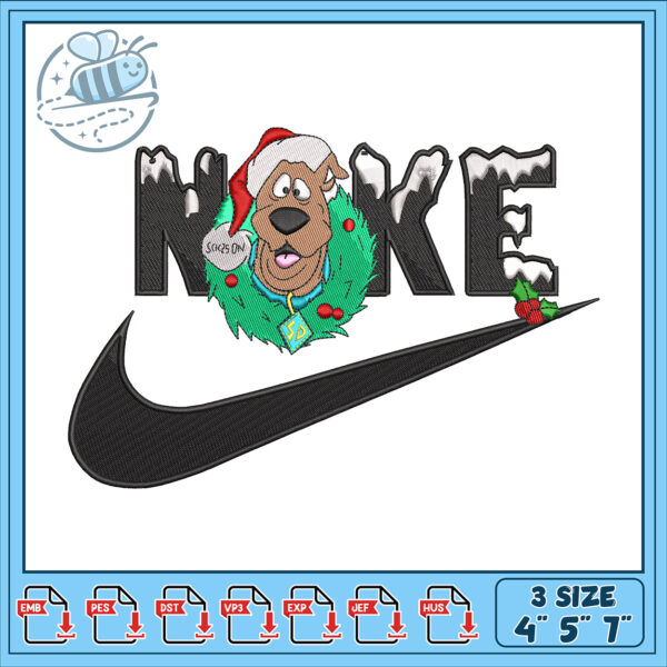 Scooby Christmas Nike Embroidery Design