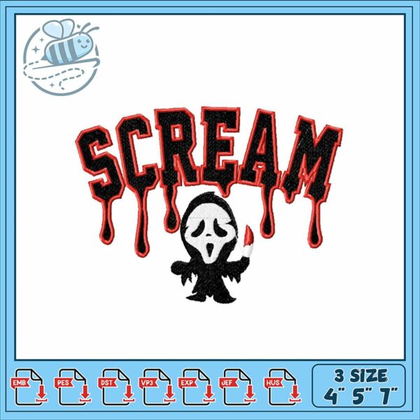 Scream Horror Embroidery Design for Craft Projects