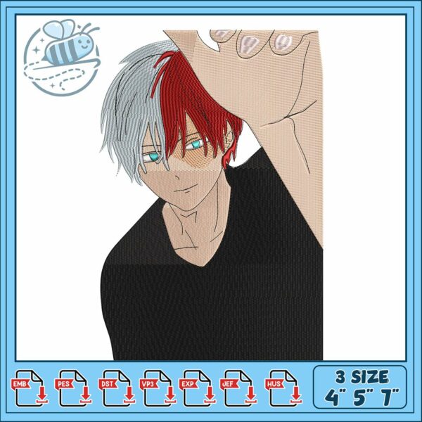 Shoto todoroki embroidery, shoto todoroki fanart​​​ embroidery