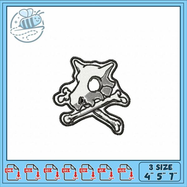 Skull and Bones Cat Embroidery Design Downloadable