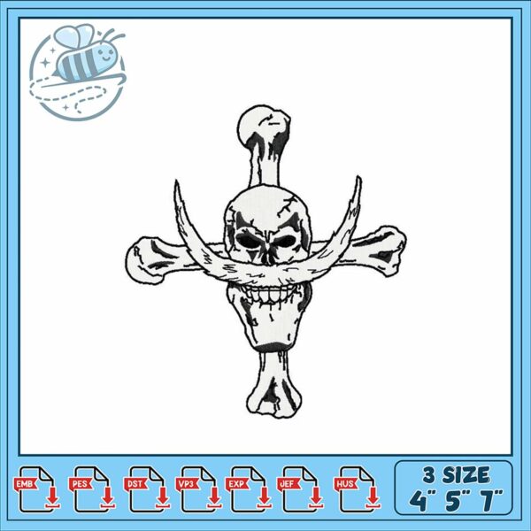 Skull and Crossbones Embroidery Design for Crafts