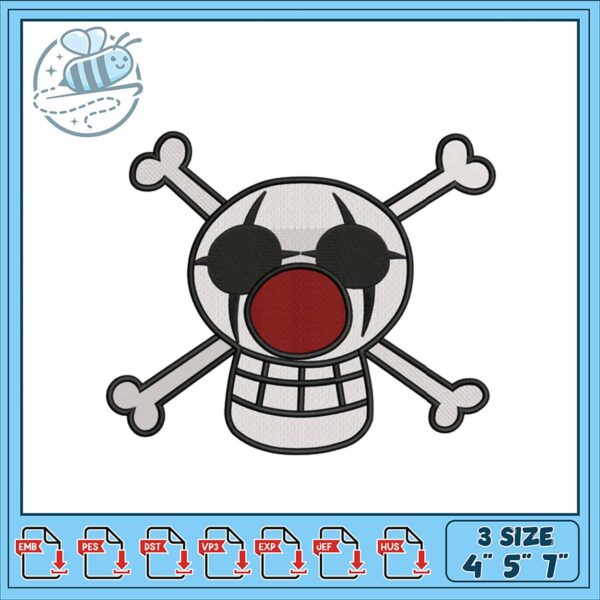 Skull and Crossbones Fun Embroidery Design Download