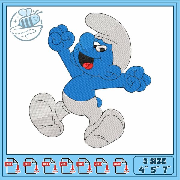 Smurfette cartoon embroidery, smurfette cartoon character​ embroidery