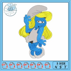 Smurfette design art embroidery, smurfs movie smurfette​ embroidery