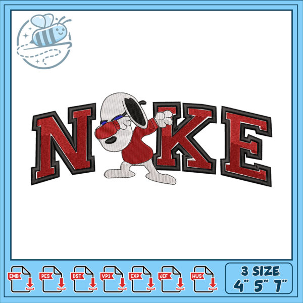 Snoopy Dab Embroidery Design 3 Sizes