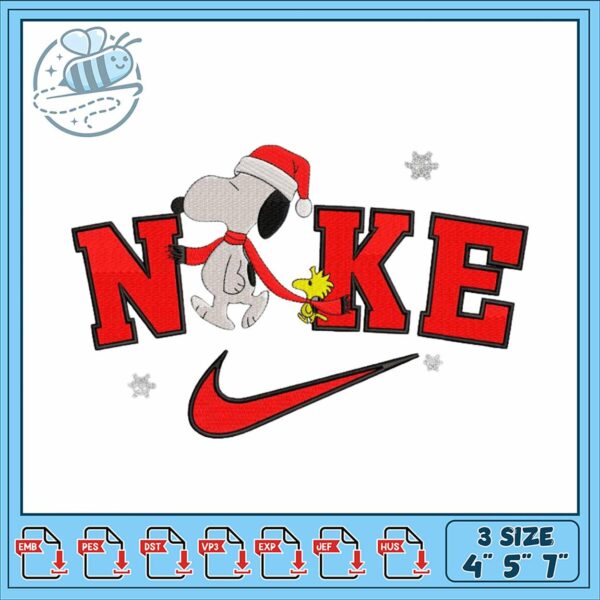 Snoopy Nike Embroidery Design for Holiday Projects