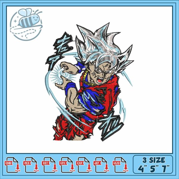 Son goku hair white design embroidery, son goku pictures embroidery
