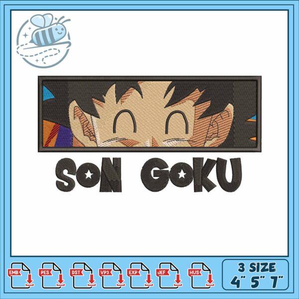 Son goku smile design embroidery, goku son dragon ball​​ embroidery