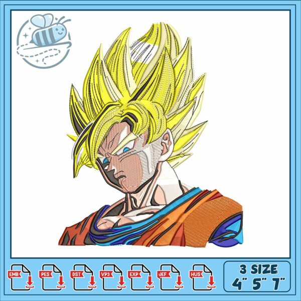 Son goku super saiyan design embroidery, son goku pics​ embroidery
