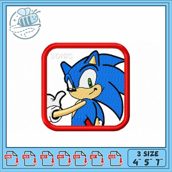 Sonic the Hedgehog Embroidery Design Downloadable File