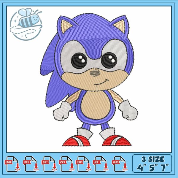 Sonic the hedgehog embroidery, disney sonic​ embroidery