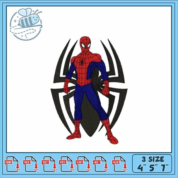 Spider Character Embroidery Design Three Sizes Available