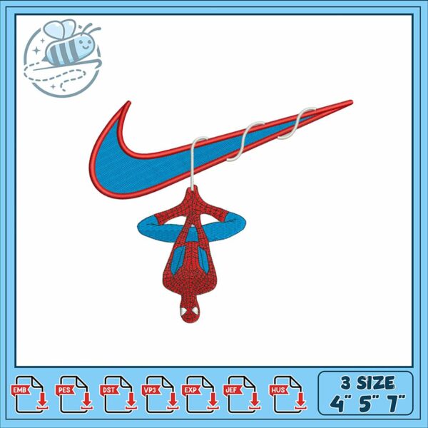 Spiderman and Nike Embroidery Design for Apparel