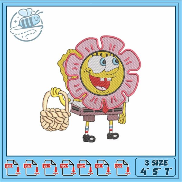 SpongeBob Flower Embroidery Design for Crafts