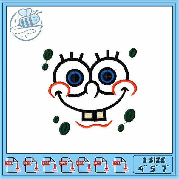 SpongeBob SquarePants Embroidery Design Files 3 Sizes