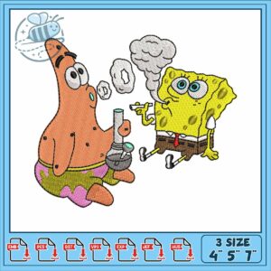 Spongebob art design embroidery, spongebob streaming embroidery
