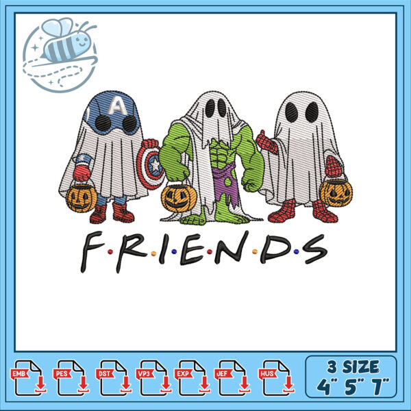 Spooky Friends Embroidery Design for Halloween Fun