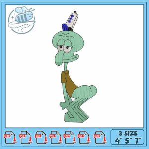 Squidward joke happy embroidery, squidward meme​​​​ embroidery