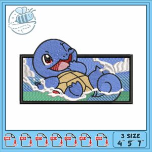 Squirtle anime embroidery