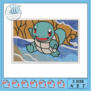 Squirtle pokemon art embroidery