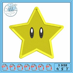 Star mario design embroidery, new super mario bros embroidery