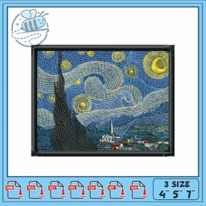 Starry Night Embroidery Design for All Sizes