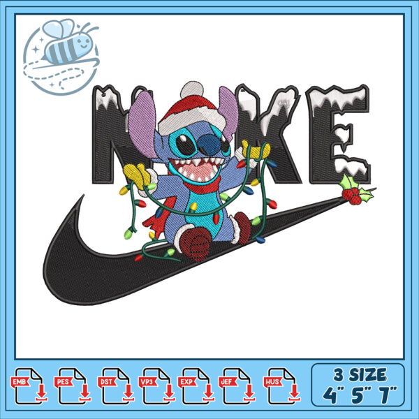 Stitch Christmas Nike Embroidery Design