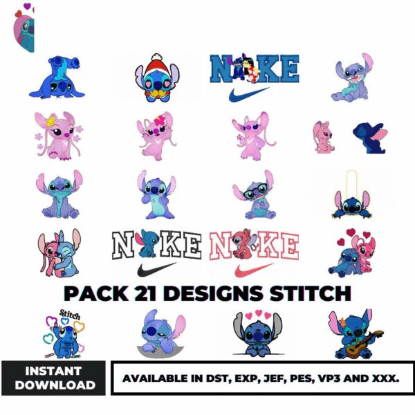 Stitch Embroidery Bundle 21 Unique Designs Download