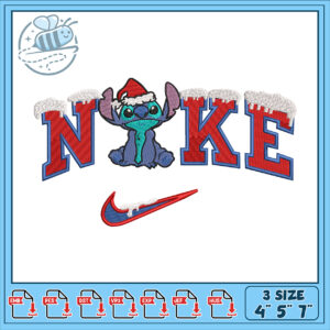 Stitch Nike Christmas Embroidery Design