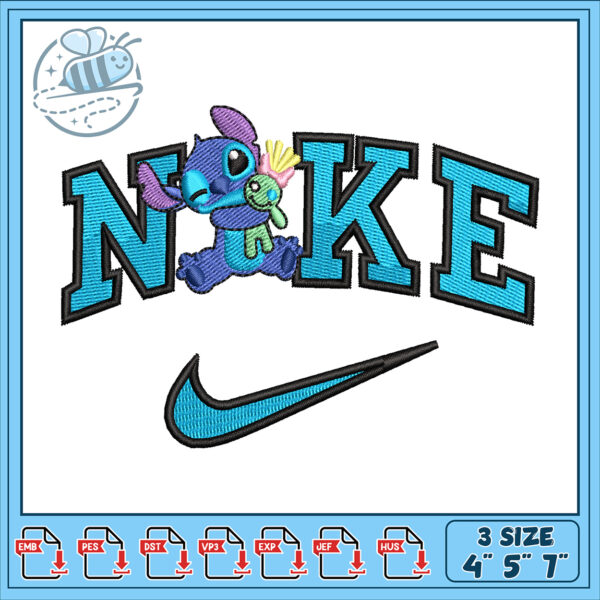 Stitch Nike Logo Embroidery Design 3 Sizes