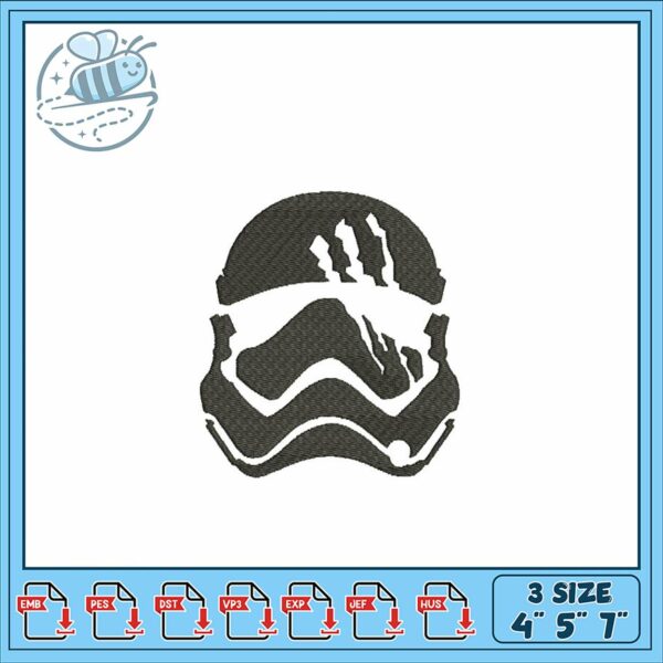 Stormtrooper Helmet Embroidery Design Three Sizes
