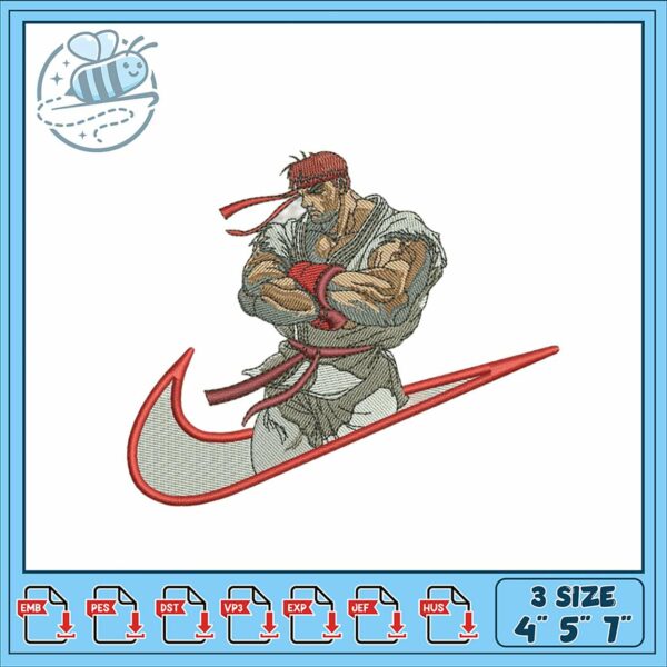 Street Fighter Ryu Embroidery Design for DIY Crafts