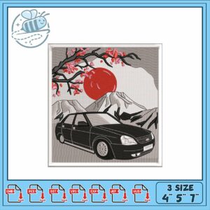 Stylish Car Embroidery Design with Nature Theme