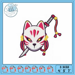 Stylish Cat Mask Embroidery Design for Crafts