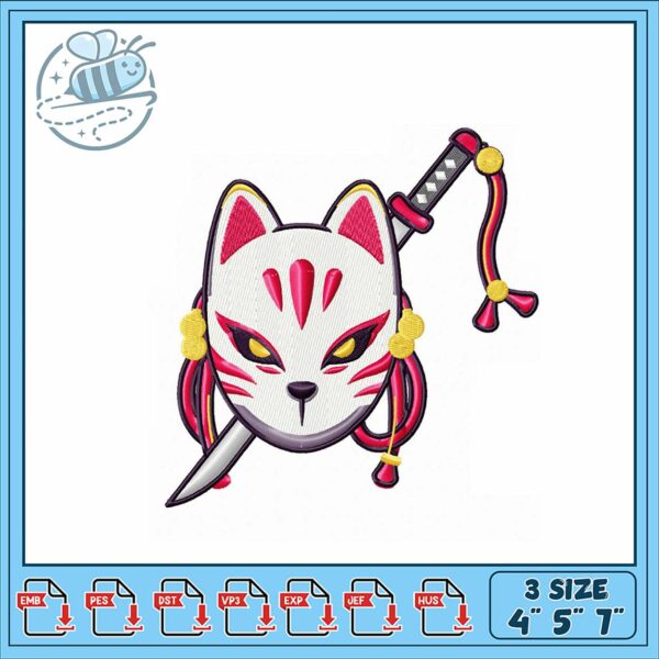 Stylish Cat Mask Embroidery Design for Crafts