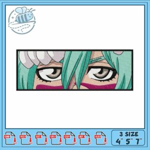 Stylish Embroidery Design Eyes with Colorful Hair