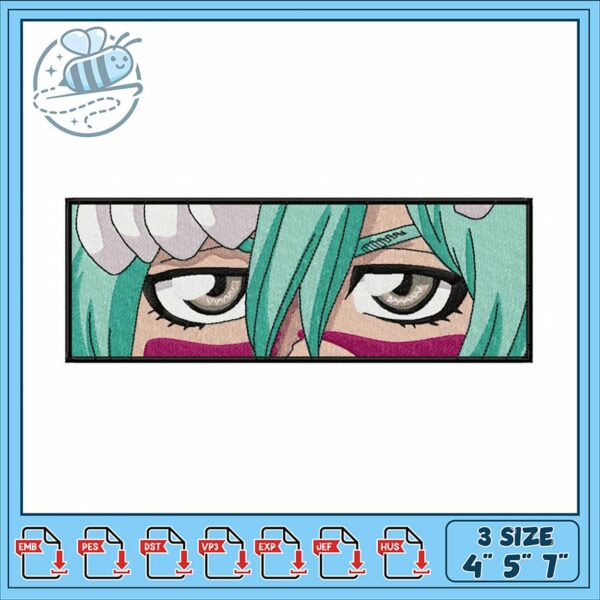 Stylish Embroidery Design Eyes with Colorful Hair