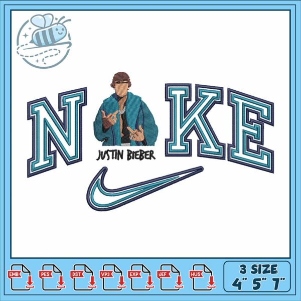 Stylish Embroidery Design Featuring Nike and Bieber