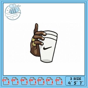 Stylish Embroidery Design of Hand Holding Cup