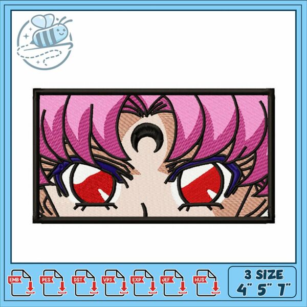 Stylish Embroidery Design with Bold Pink Hair Art