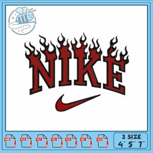 Stylish Flame Nike Embroidery Design for Projects