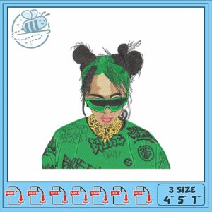 Stylish Green Hair Embroidery Design for All Fabrics