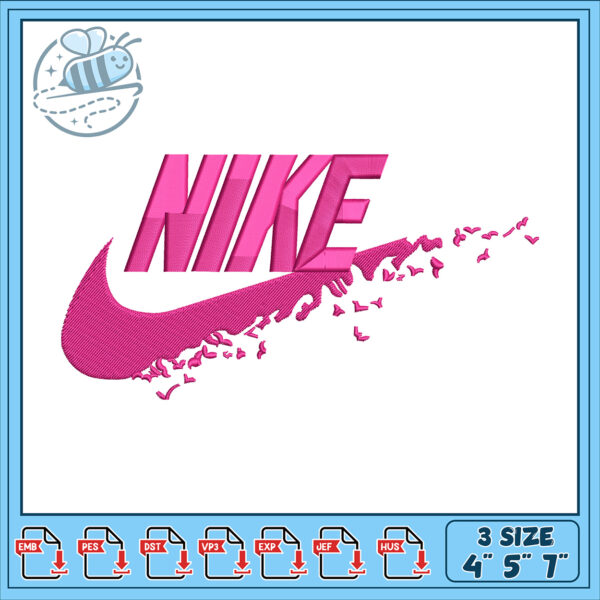 Stylish Pink Nike Embroidery Design for Projects