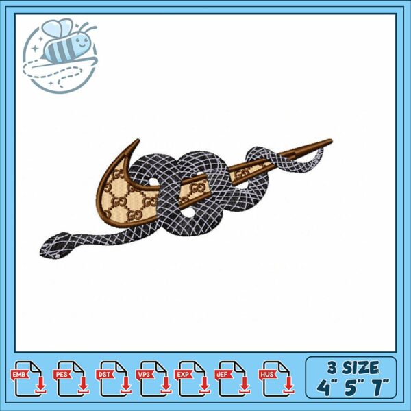 Stylish Snake Embroidery Design for Clothing Use