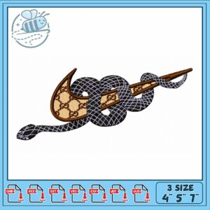 Stylish Snake Embroidery Design in Three Sizes