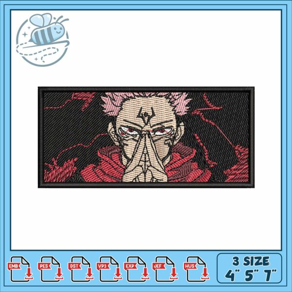 Sukuna box art design embroidery, sukuna true form​ embroidery
